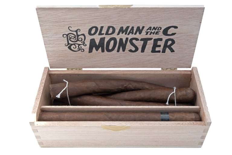 Old Man and the C Monster box open showing the culebra cigars and a single cigar